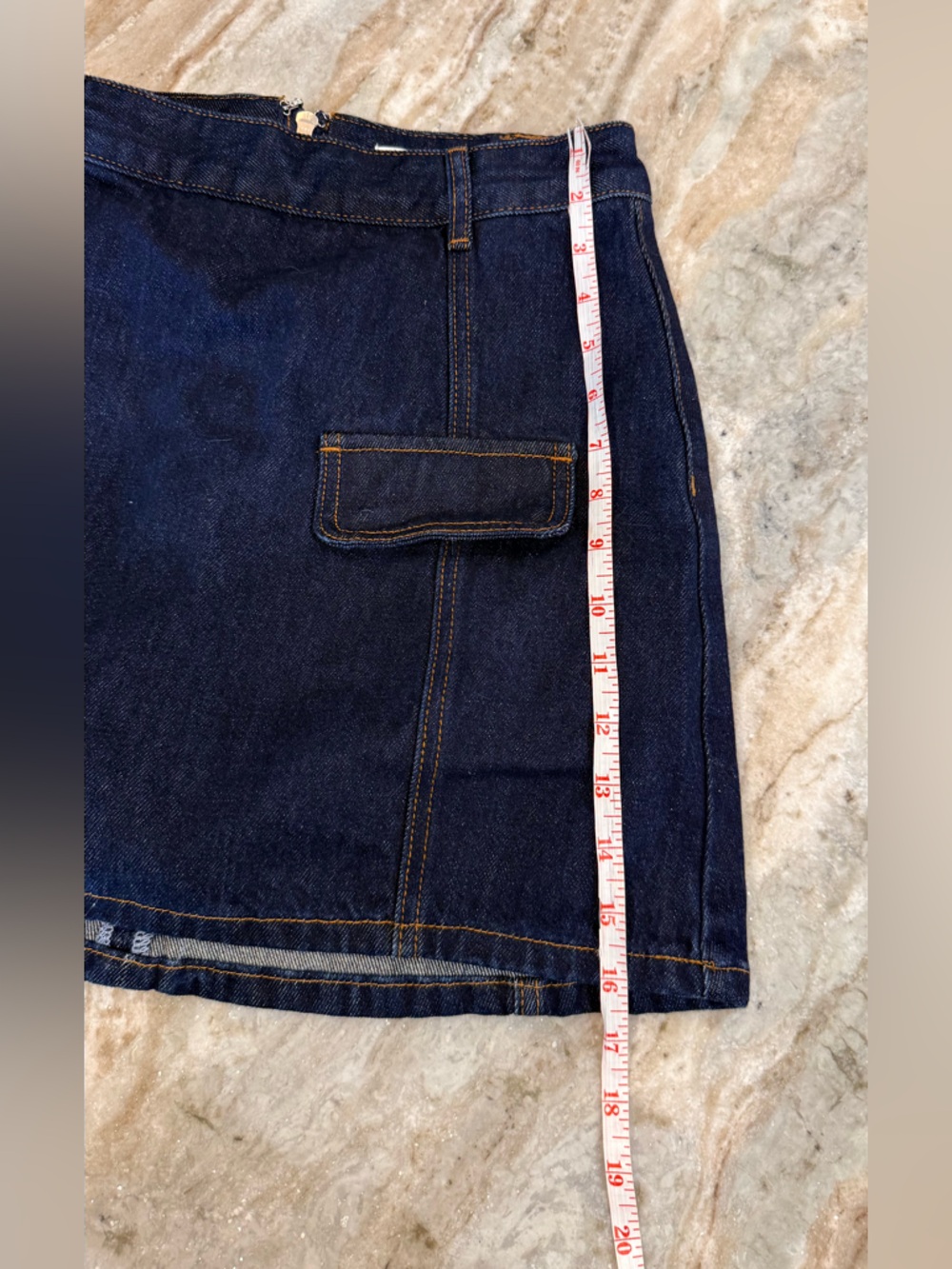 Women’s MESHKI Rosalyn mini denim skirt- indigo blue. Size medium - Picture 7 of 8